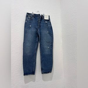 ABERCROMBIE & FITCH • The Mom High Rise Jean • Blue • sz 28/ 6s •’
